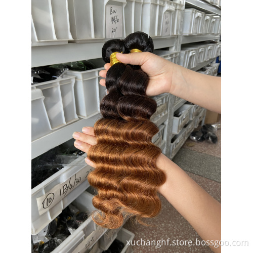 Brazilian Hair Ombre Loose Deep Wave 3 Tone 1B/4/30 3 bundle 100% Human Hair Extensions 100g/pc Healthy Natural Virgin Hair Weft